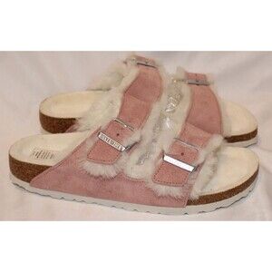Birkenstock Women's EU 41 NARROW Arizona Shearling Lined Sandals Pink NEW